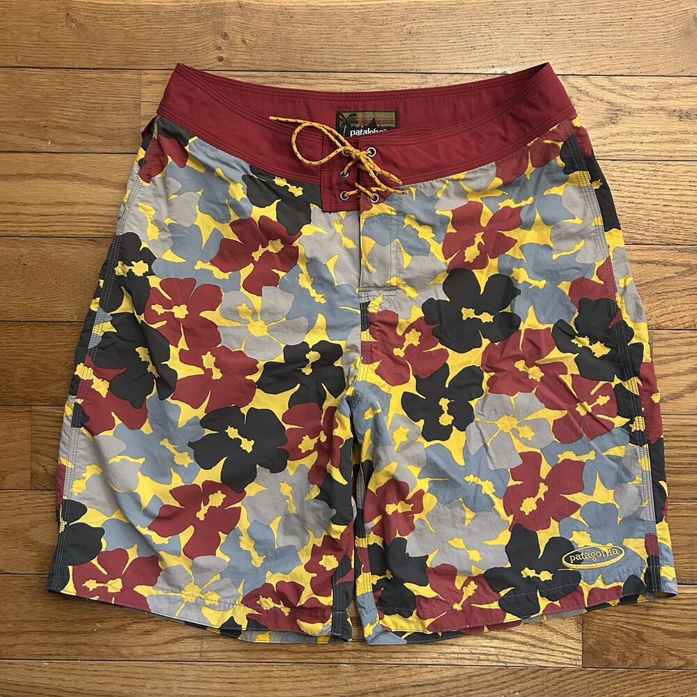 Vintage 2002 Pataloha Patagonia Floral Hawaiian Wavefarer Y2K Swim Trunks 9” 32